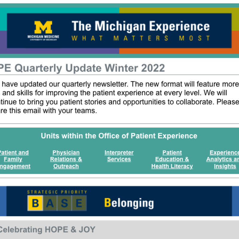 Office of Patient Experience Michigan Medicine University of Michigan